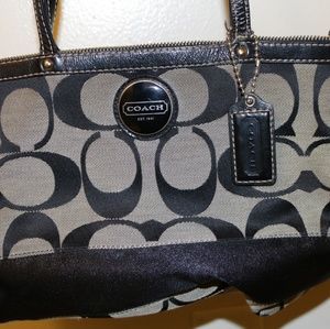 Coach signature black stripe book bag totes 1512